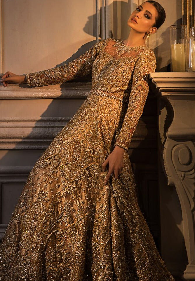 Best Designer Lehenga in Golden for Indian Bridal Wear