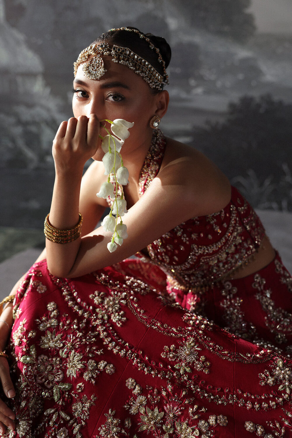 Bridal Dress in Fuchsia Pink Choli and Lehenga Style - Image 4