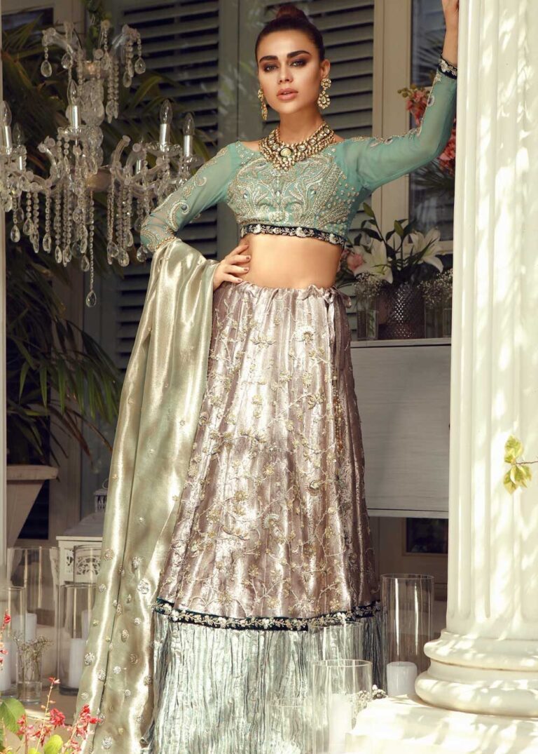 Bridal Lehenga Choli Dupatta Dress in Tissue Fabric