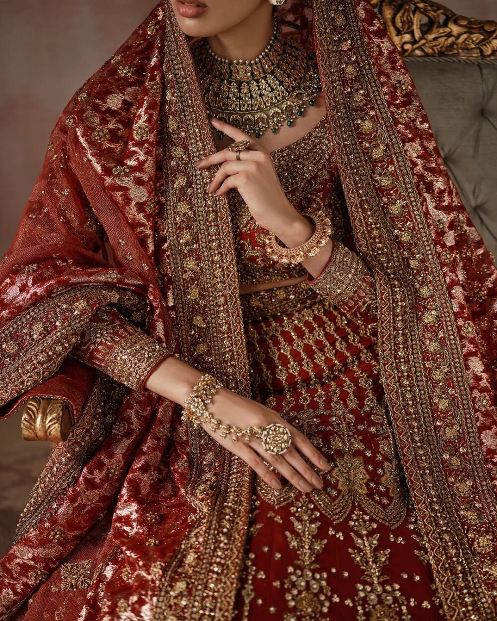 Bridal Lehenga Choli and Dupatta Indian Bridal Dress - Image 3