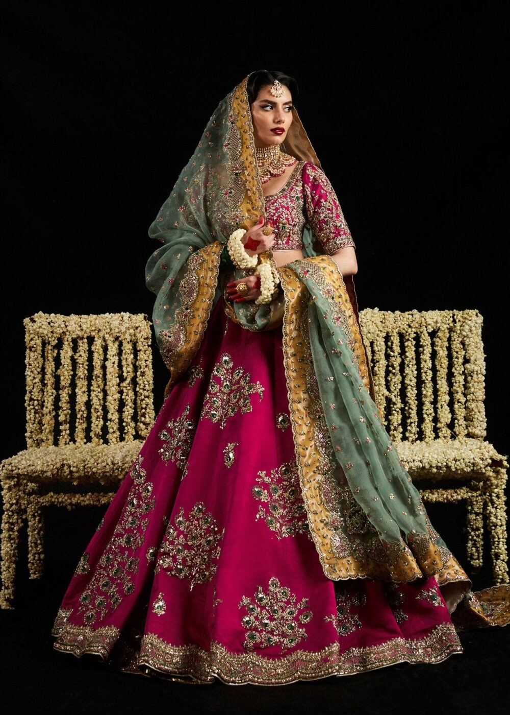Bridal Wedding Mehndi Dress in Lehenga and Choli Style - Image 4