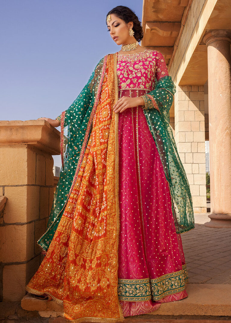 Designer Indian Mehndi Lehenga Frock Dress #BN1171