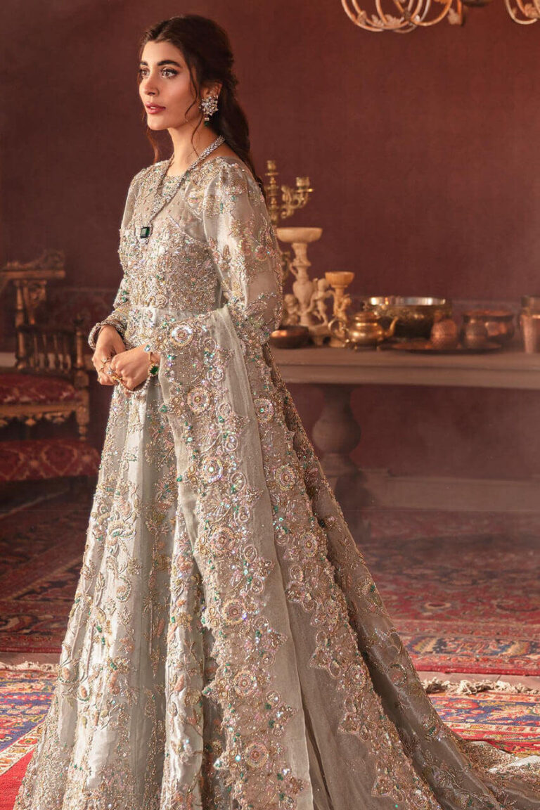 Designer Raw Silk Lehenga Gown for Bridal Wear