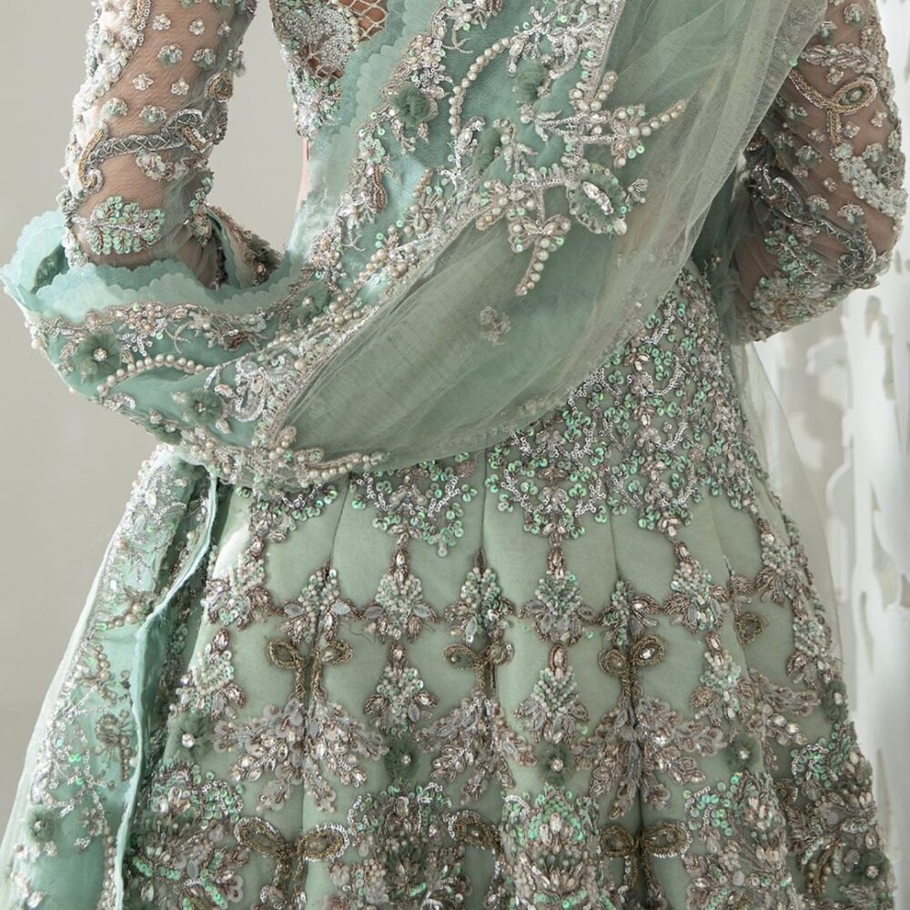 Designer Sea Green Lehenga Choli for Indian Bridal Wear - Image 3