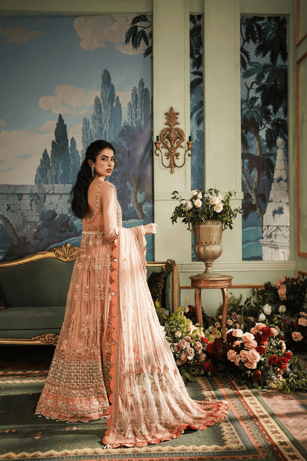 Bridal Wedding Dress in Open Gown and Lehenga Style - Image 2