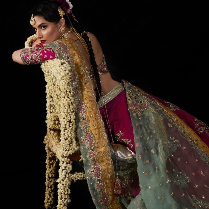 Bridal Wedding Mehndi Dress in Lehenga and Choli Style
