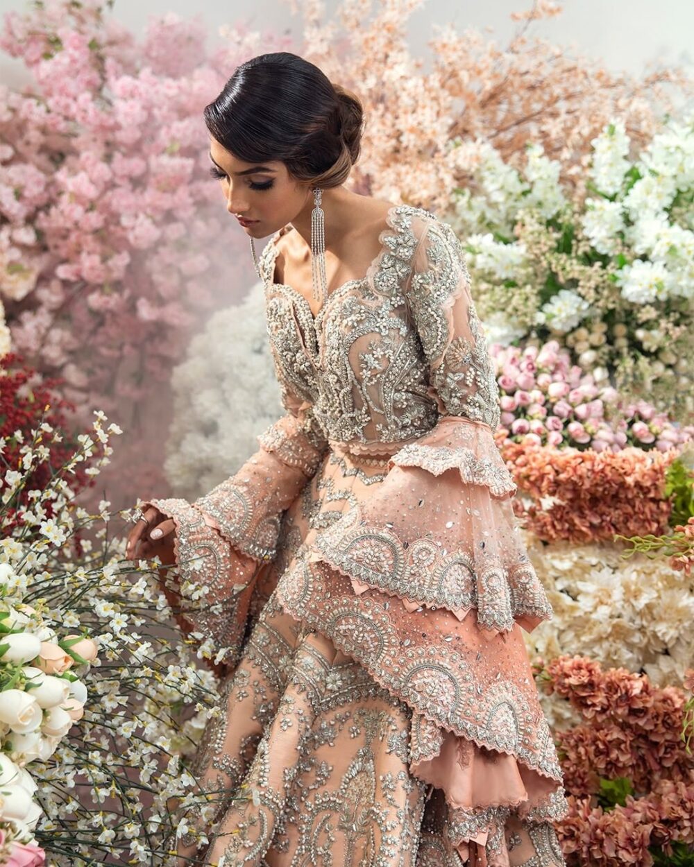 Embellished Dark Peach Lehenga for Indian Bridal Wear - Image 2