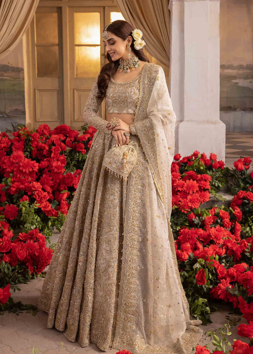 Embellished Lehenga Choli Dupatta Bridal Wedding Dress - Image 3