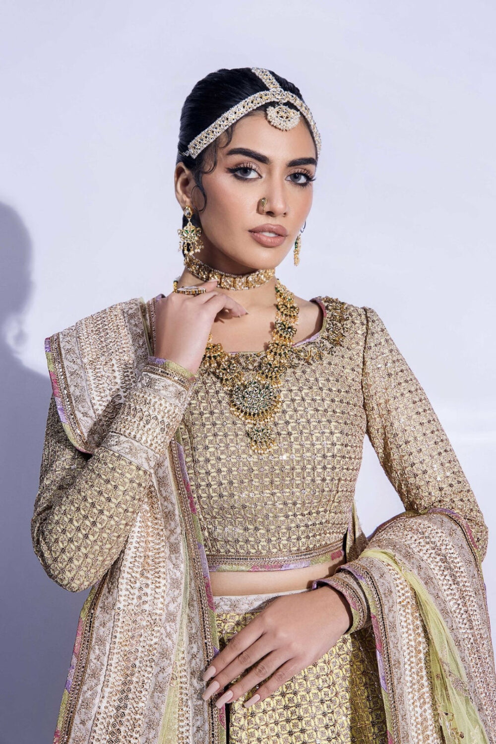 Embroidered Lehenga Choli Dupatta Bridal Wedding Dress - Image 2