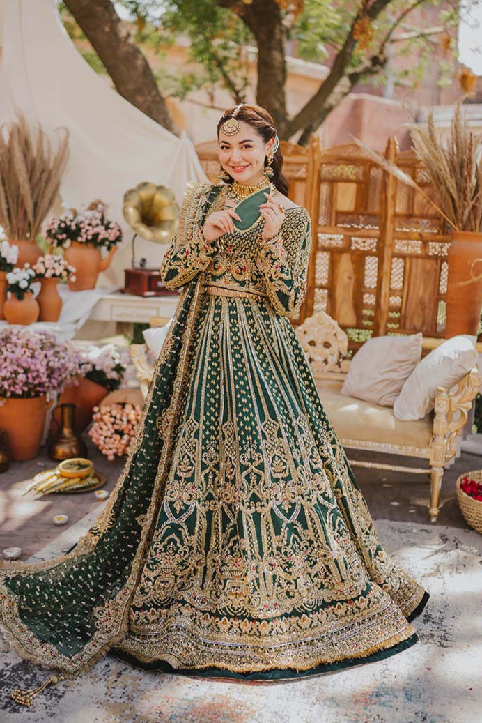 Green Lehenga Choli Pakistani Bridal Dress for Mehndi