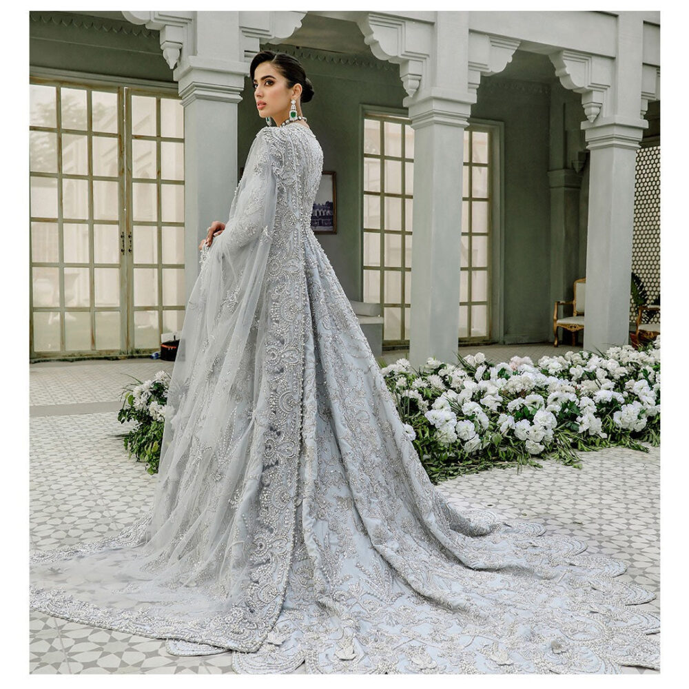 Embellished Grey Gown Lehenga Pakistani Wedding Dresses - Image 2
