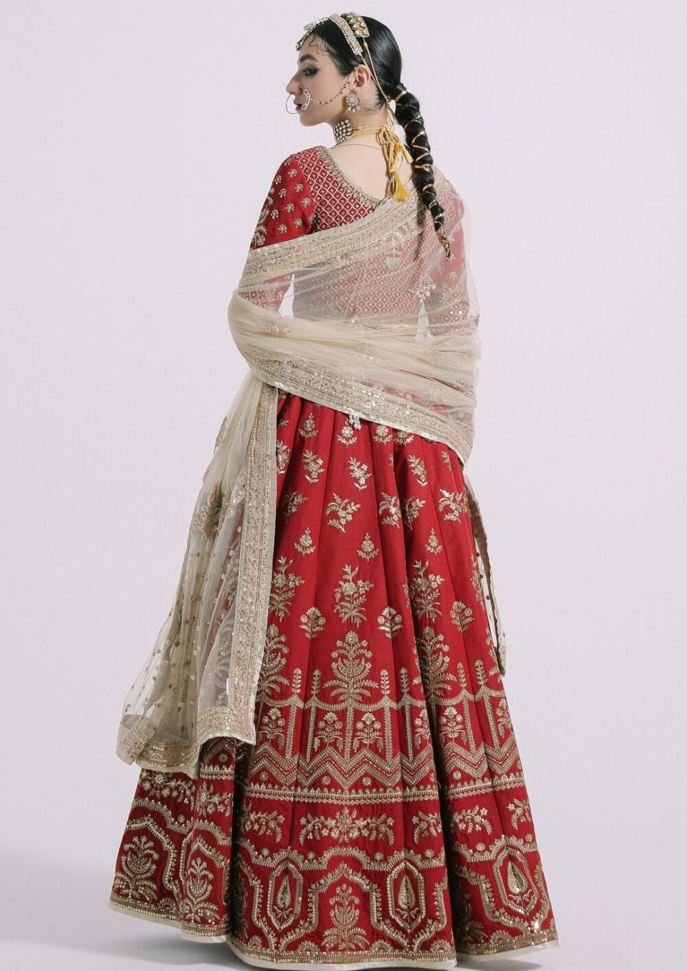 Heavy Red Golden Lehenga Choli for Indian Bridal Wear - Image 2
