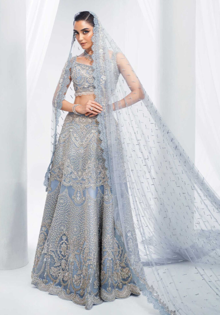 Indian Bridal Dress in Wedding Blue Choli Lehenga Style