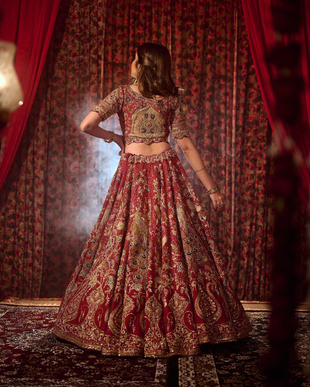 Indian Bridal Red Lehenga Choli Dupatta for Wedding - Image 3