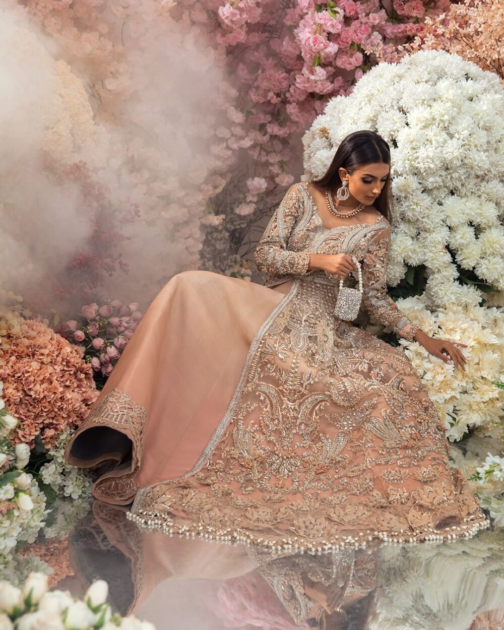 Designer Peach Bridal Lehnga for Indian Bridal Wear - Image 3