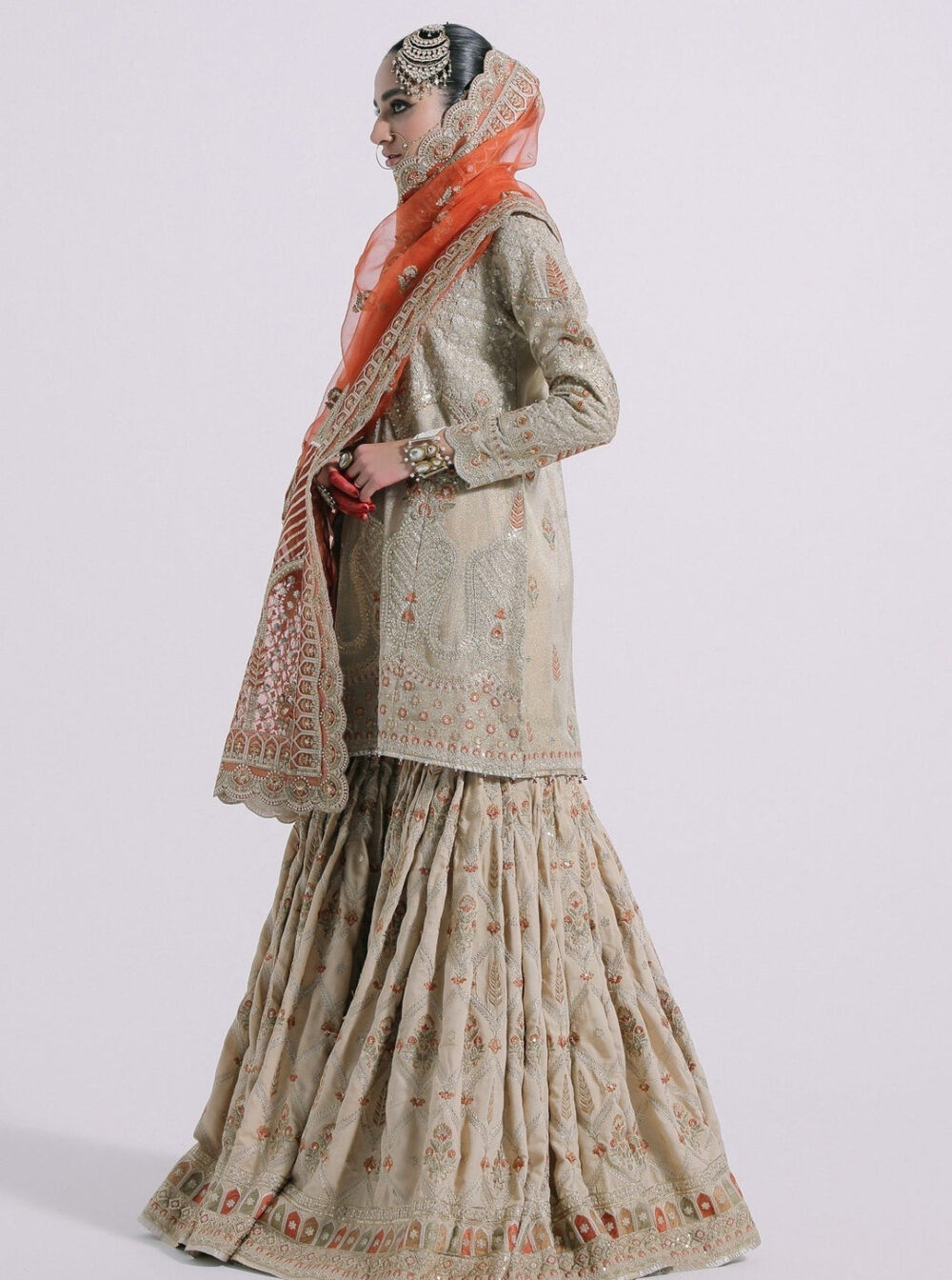 Traditional Rust Orange Sharara for Indian Bridal Wear - Image 2