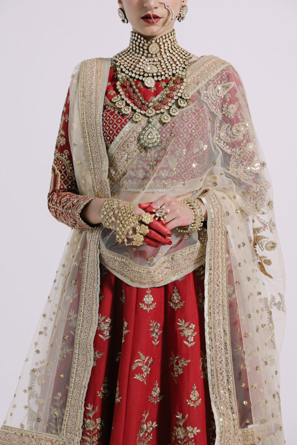 Heavy Red Golden Lehenga Choli for Indian Bridal Wear - Image 3