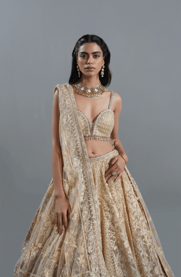 Indian Wedding Dress in Bridal Net Lehenga Choli Style