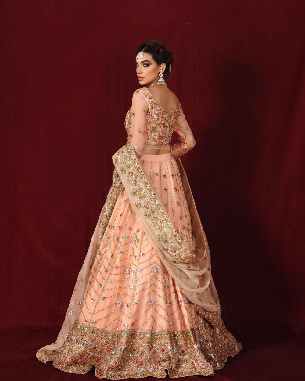 Baby Pink Lehenga with Choli and Dupatta Indian Dress - Image 2