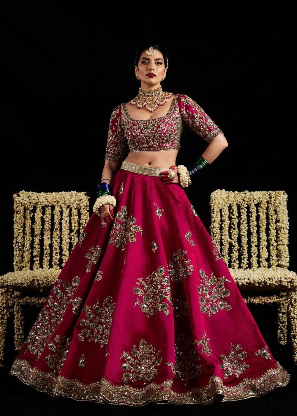 Bridal Wedding Mehndi Dress in Lehenga and Choli Style - Image 3