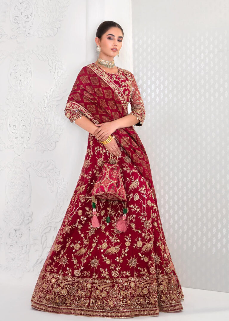 Deep Red Lehenga Choli Dupatta Indian Bridal Dress