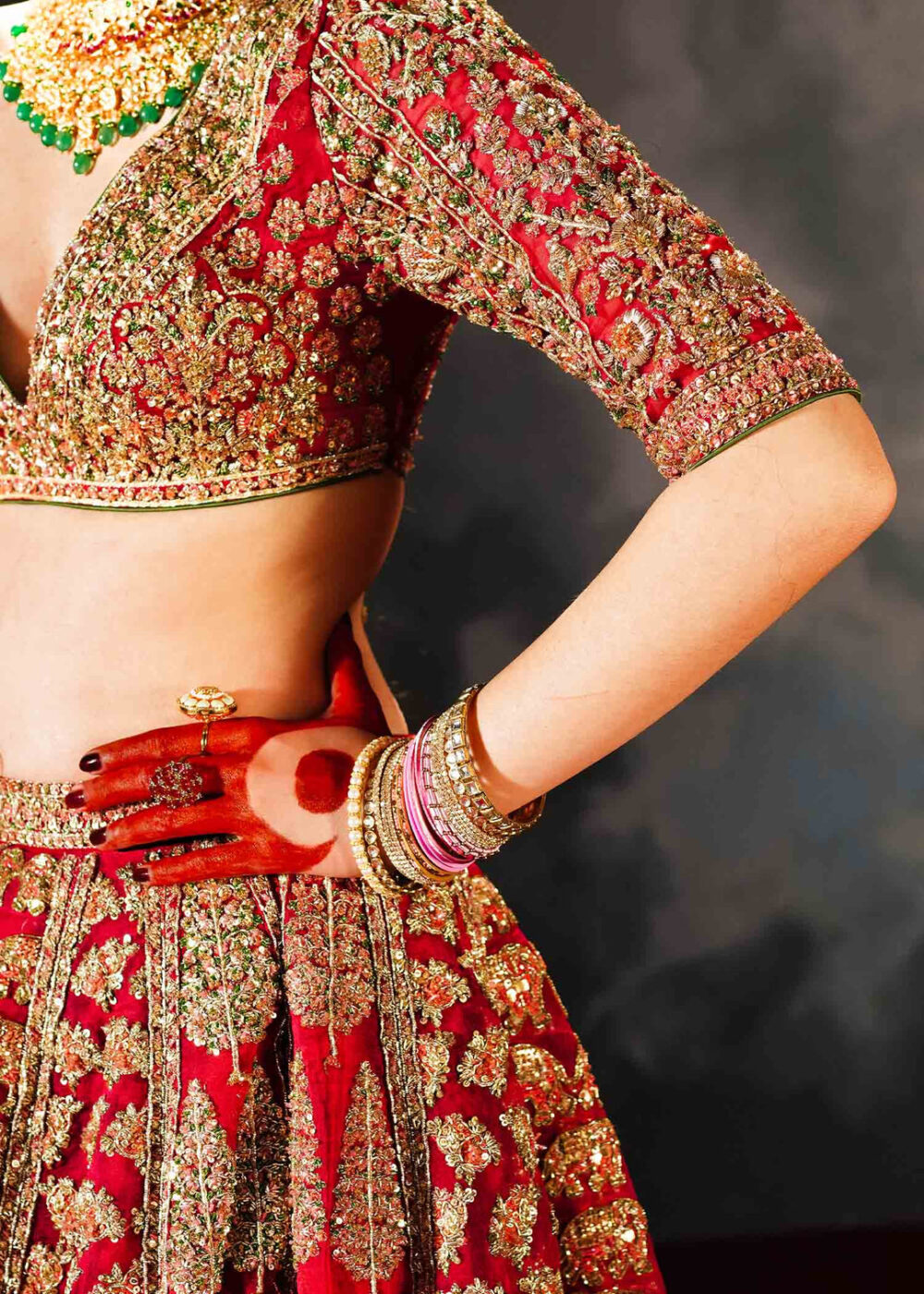 Indian Bridal Dress in Red Lehenga and Choli Style - Image 5