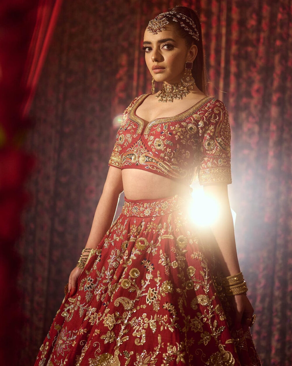 Indian Bridal Red Lehenga and Choli Dress for Wedding - Image 2