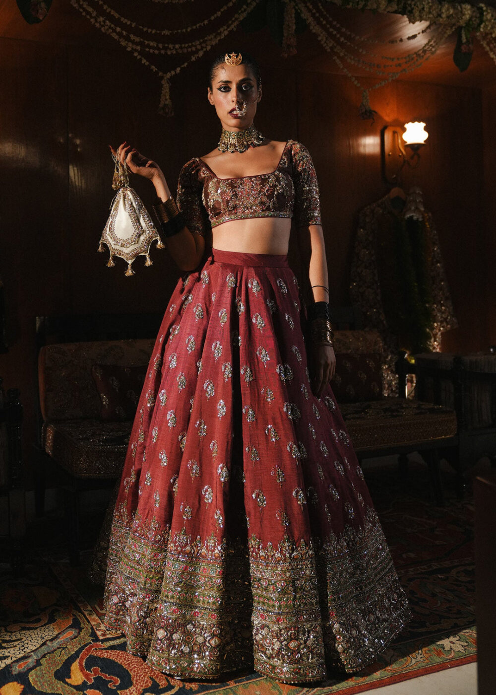 Indian Wedding Dress in Bridal Choli and Lehenga Style - Image 2