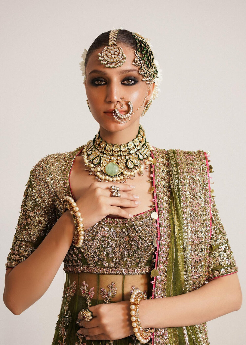 Mehndi Dress in Traditional Pishwas Frock Sharara Style - Image 2
