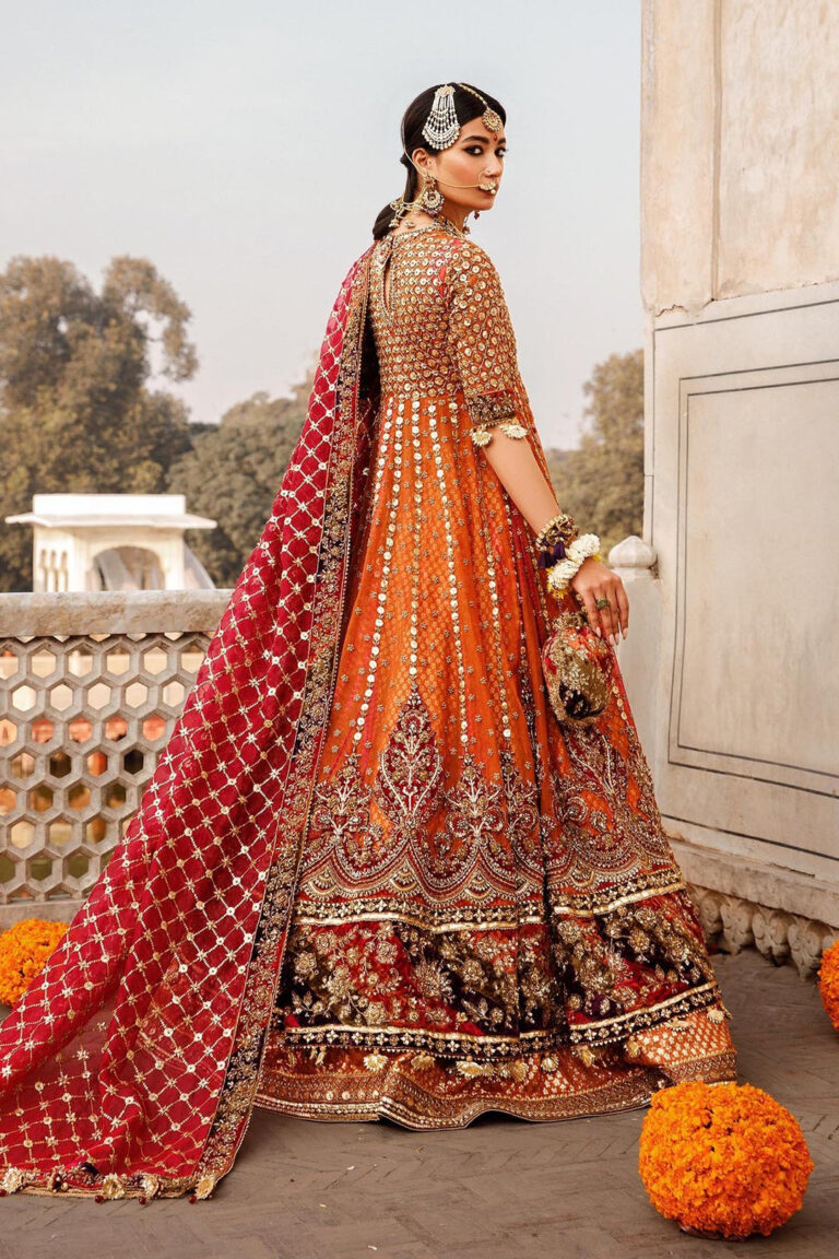 OrangeBridalLehengaandAngrakhaFrockMehndiDress_1080x
