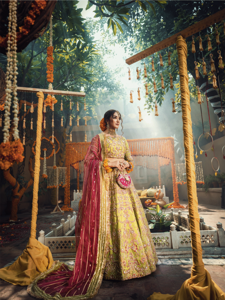 Pakistani Light Green Lehenga Choli Bridal Dress #BS701