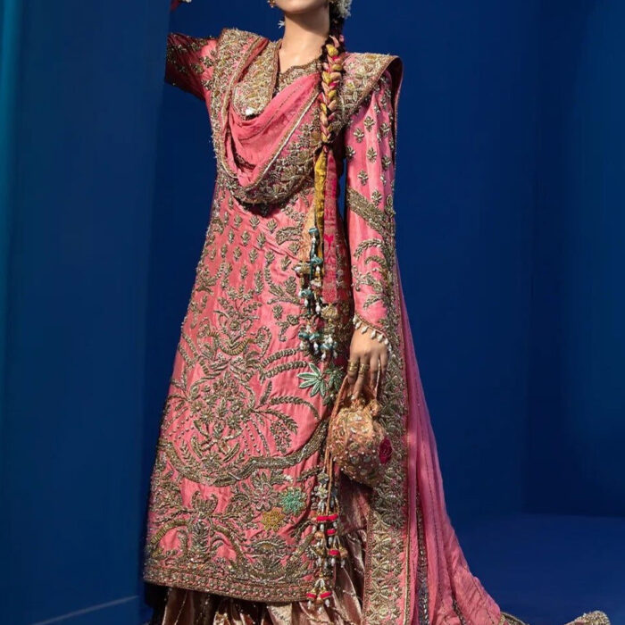 Pink Sharara Kameez and Dupatta Pakistani Mehndi Dress