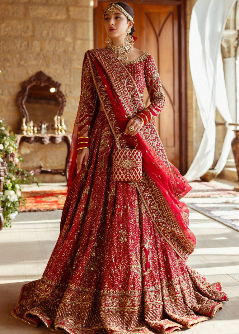 Crimson Red Lehenga Choli Dupatta Bridal Wedding Dress