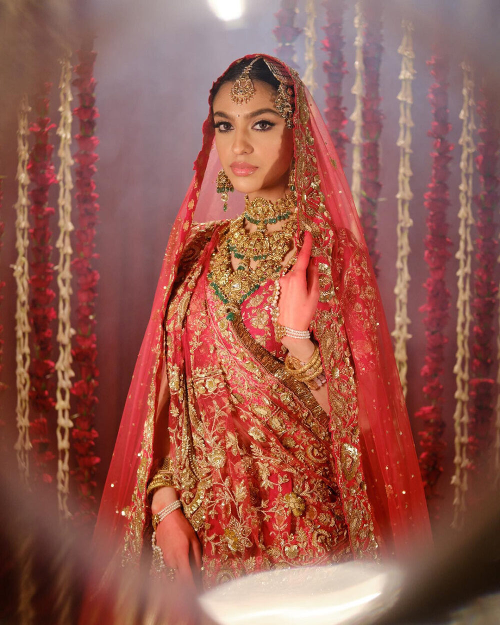 Embellished Red Lehenga with Choli Dress for Bride - Image 6