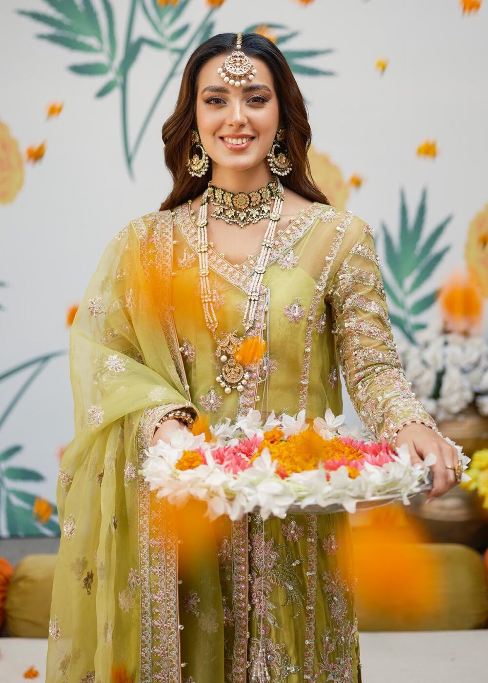 Angrakha Kameez Trouser Dupatta Pakistani Wedding Dress - Image 3
