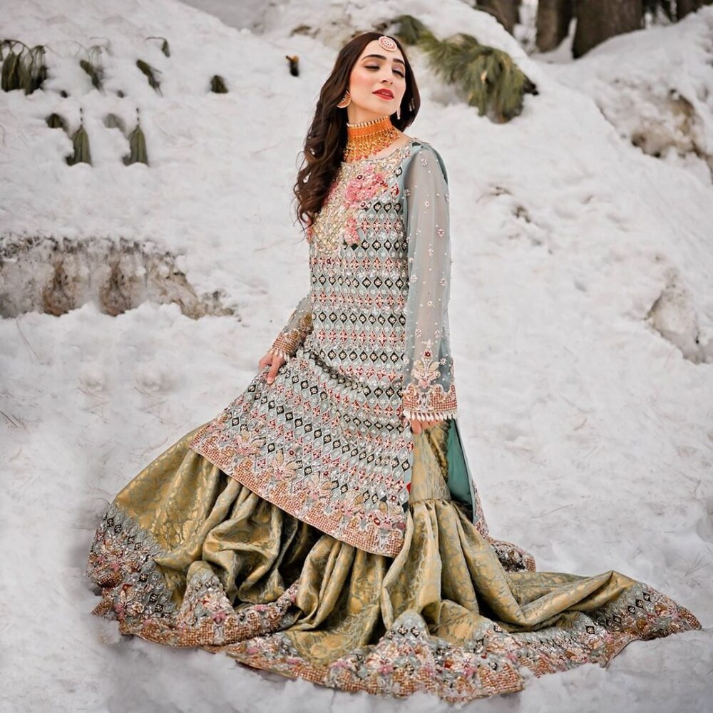 Royal Gharara Kameez Mint Green Pakistani Dress #BS898