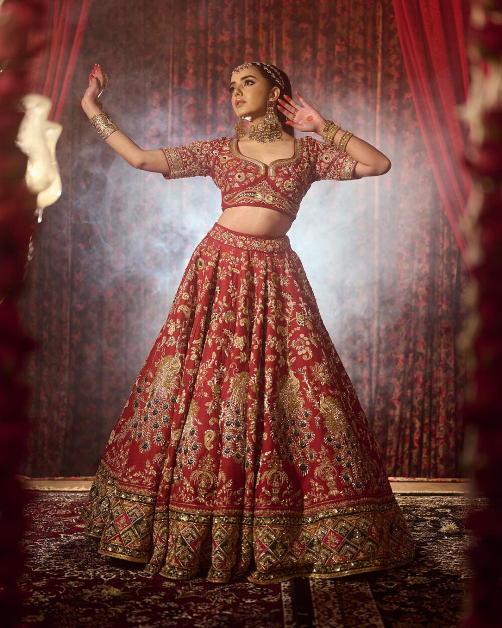 Indian Bridal Red Lehenga and Choli Dress for Wedding - Image 4