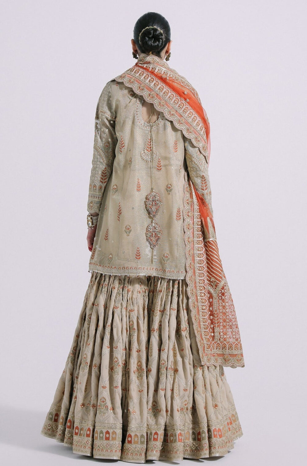 Traditional Rust Orange Sharara for Indian Bridal Wear - Image 3