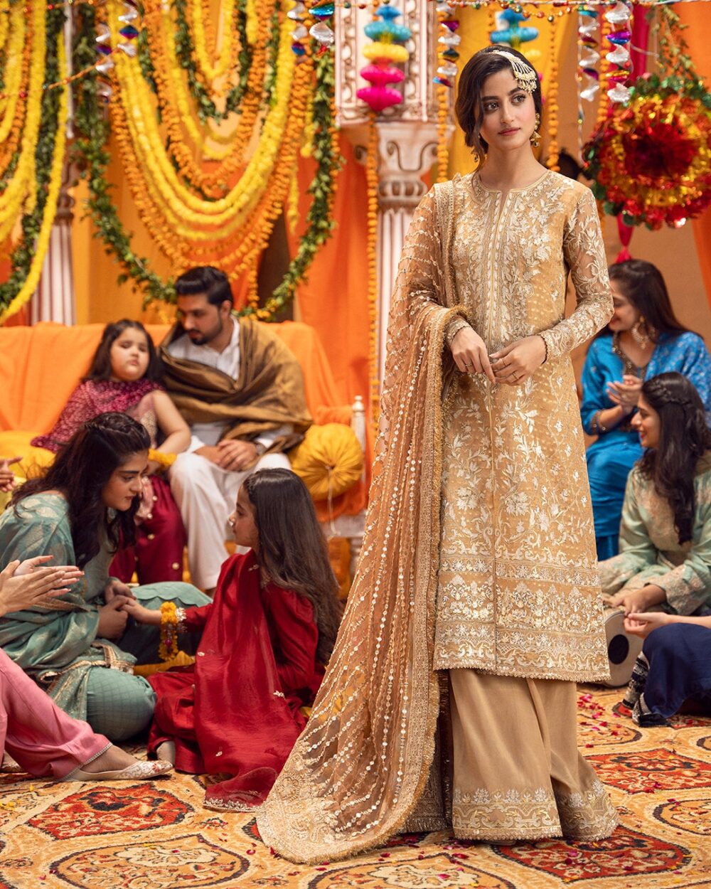 Sharara Kameez Mehndi Dress Pakistani for Bride #BS747 - Image 2