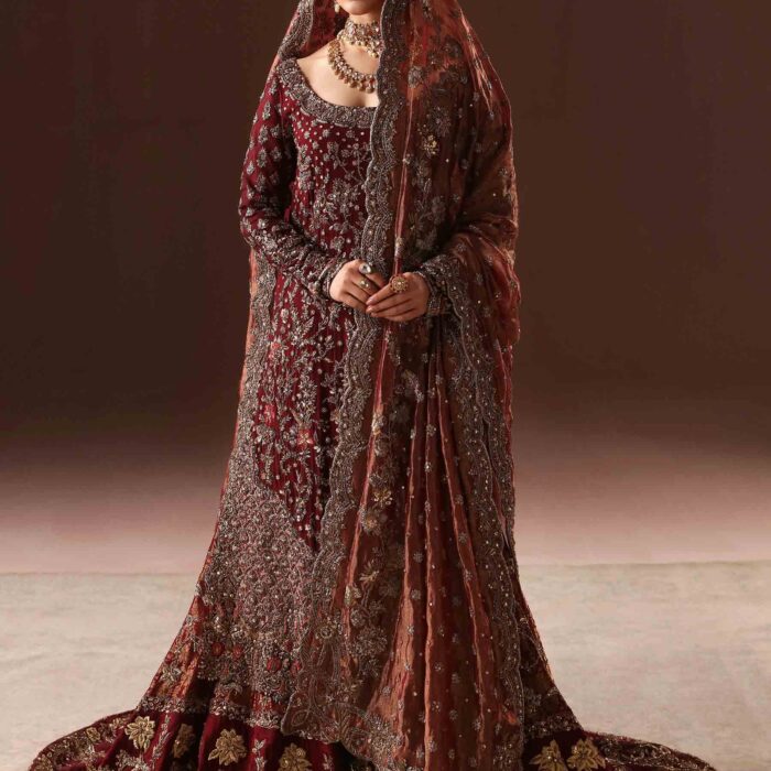 Maroon and Antique gold farshi gharara set (BR-